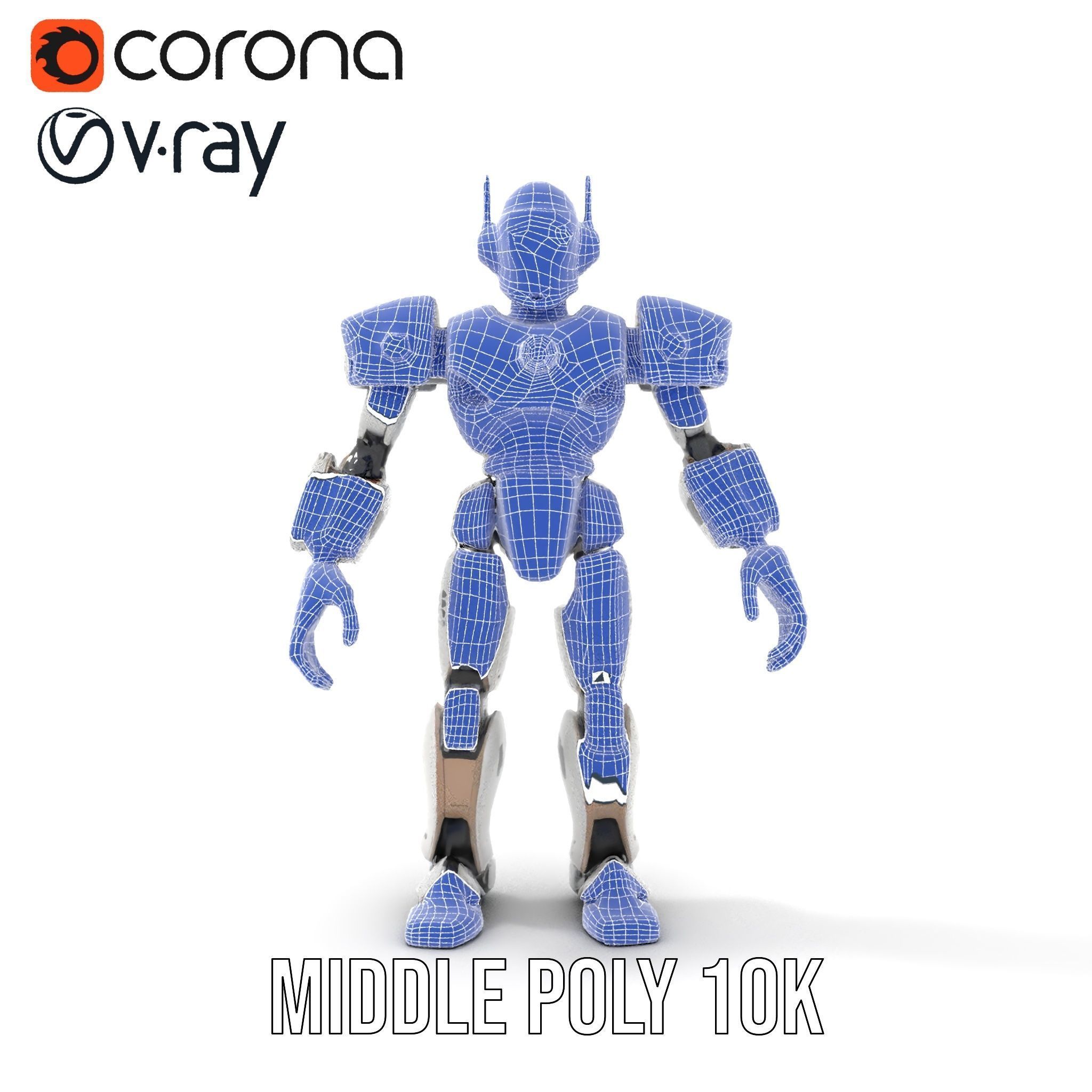 CyberBot Mechanical Robot Rigged and Animated Low-poly 3D model_27