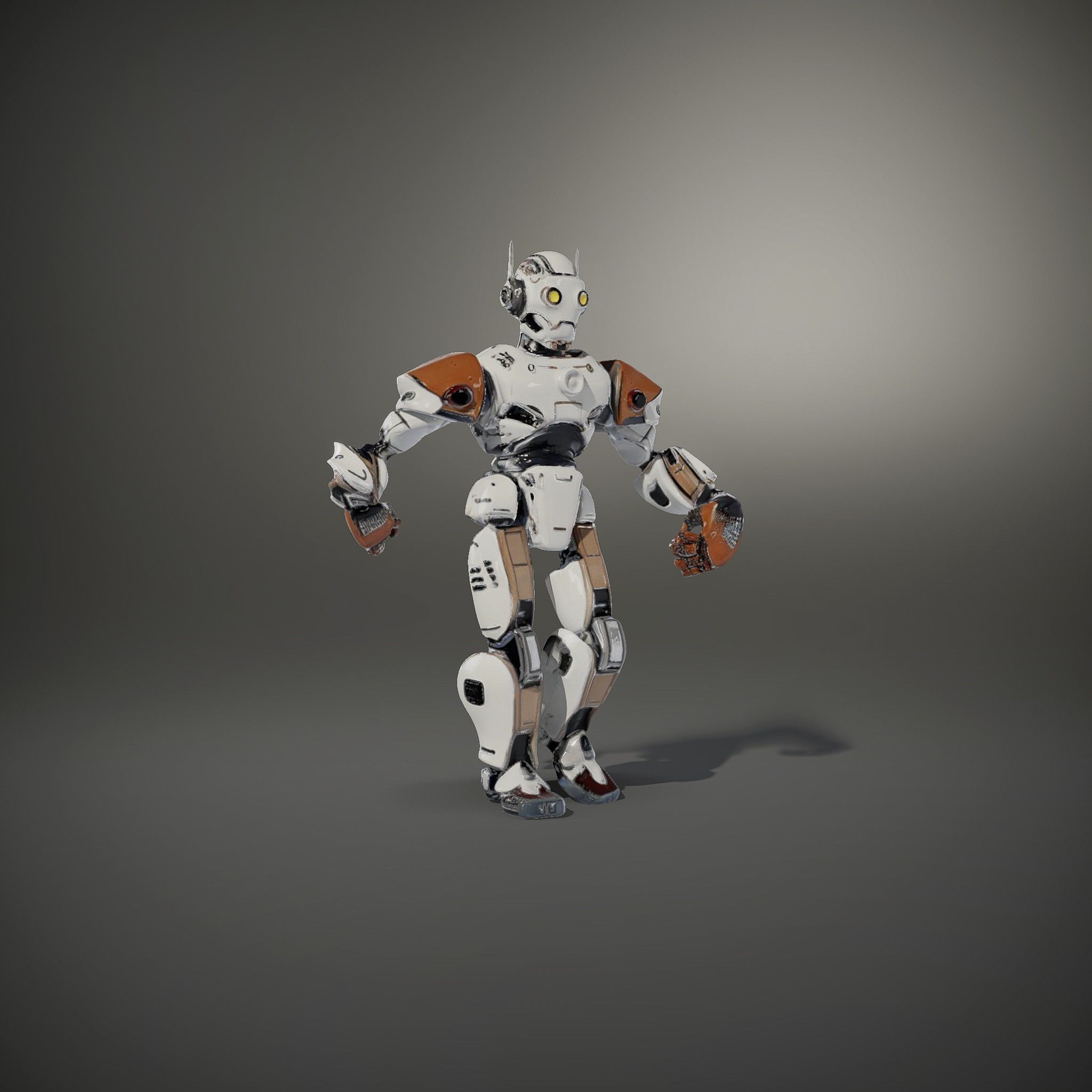 CyberBot Mechanical Robot Rigged and Animated Low-poly 3D model_35
