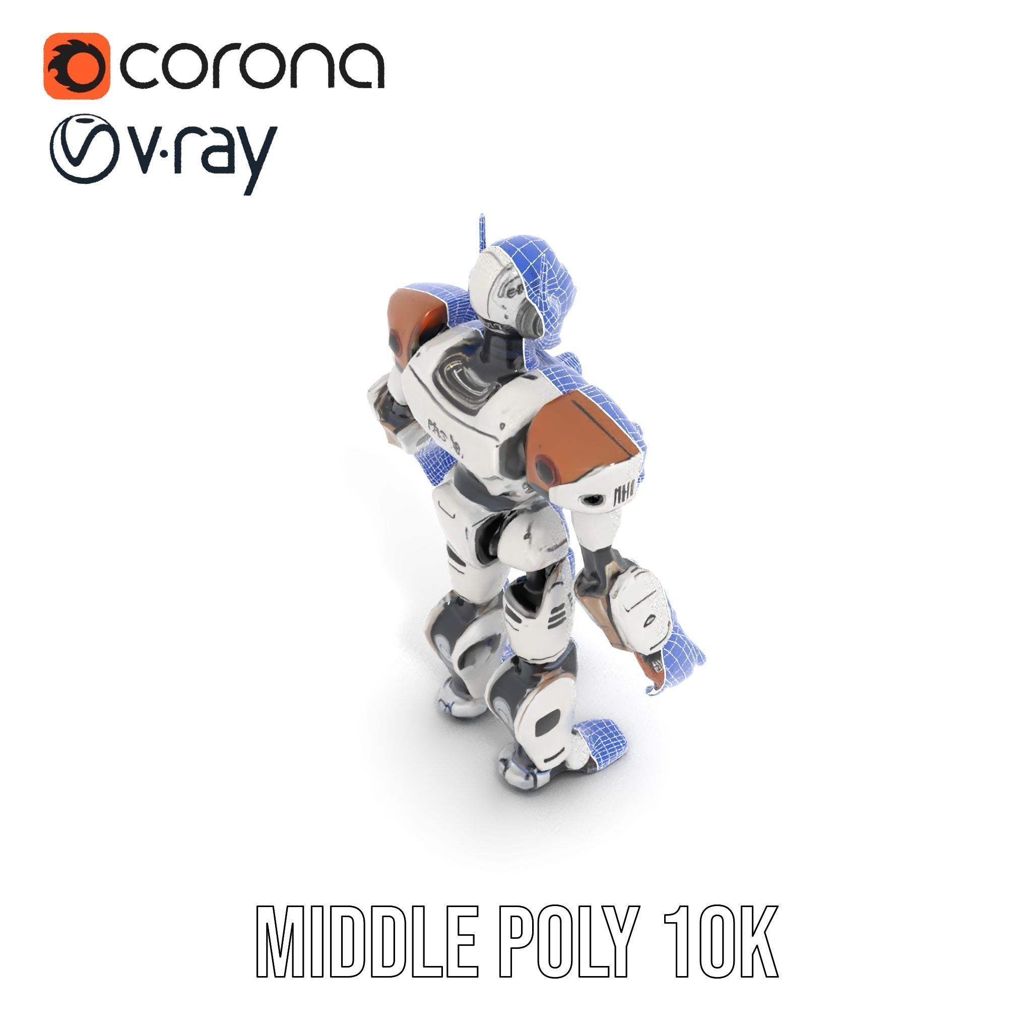 CyberBot Mechanical Robot Rigged and Animated Low-poly 3D model_32