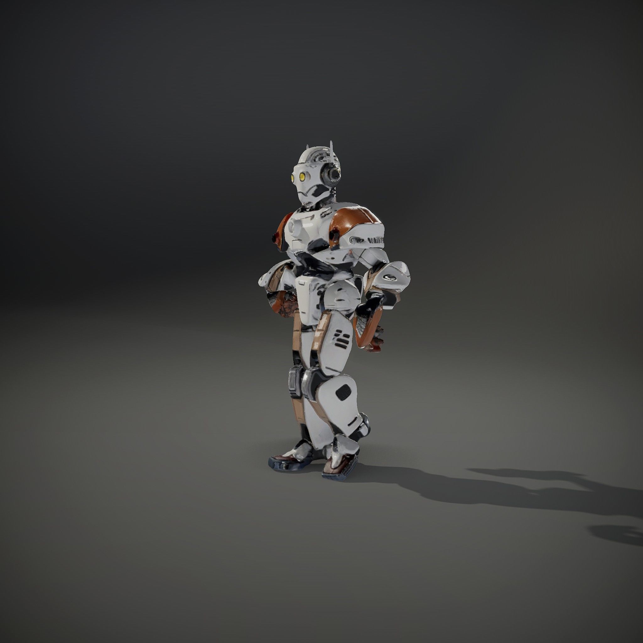 CyberBot Mechanical Robot Rigged and Animated Low-poly 3D model_36