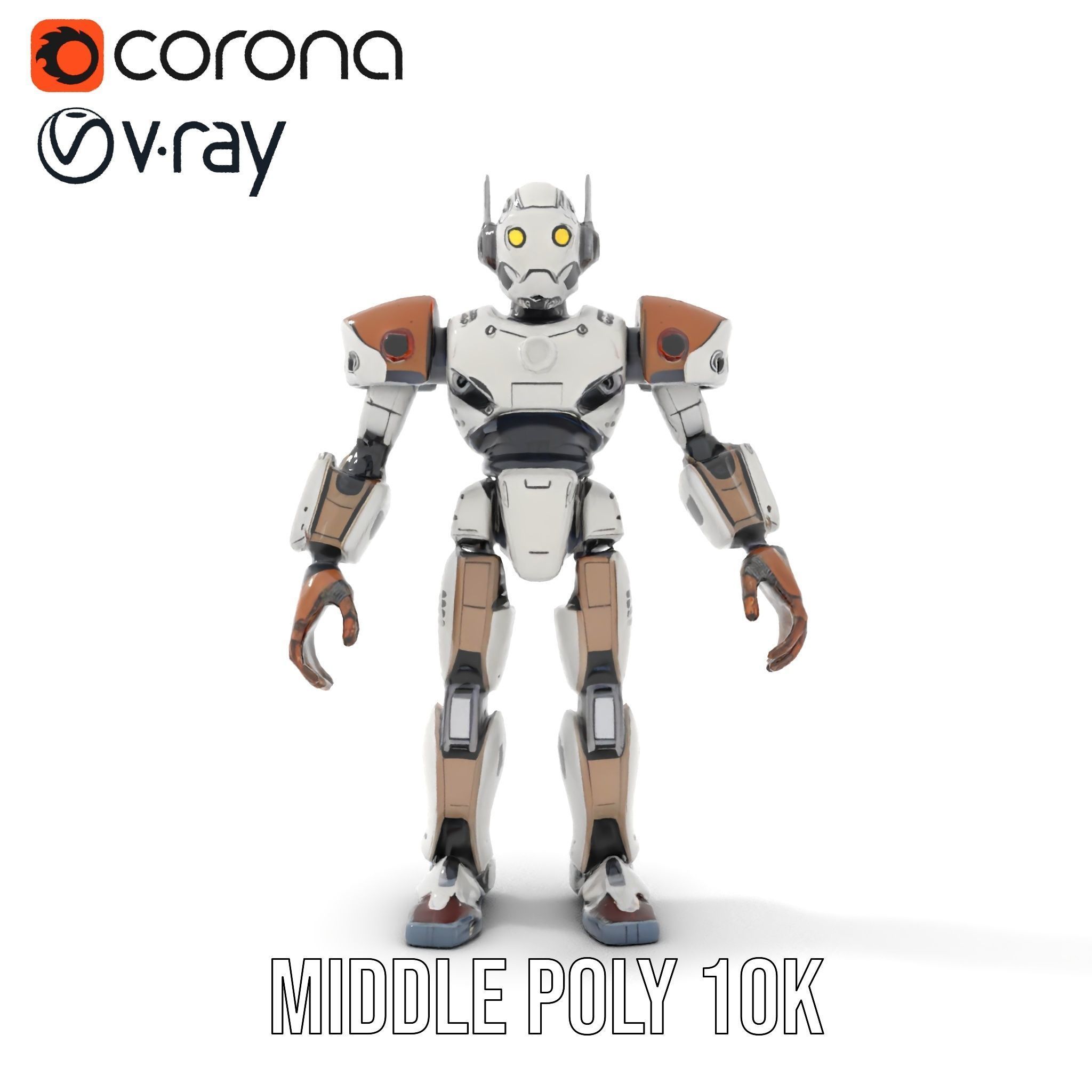 CyberBot Mechanical Robot Rigged and Animated Low-poly 3D model_18