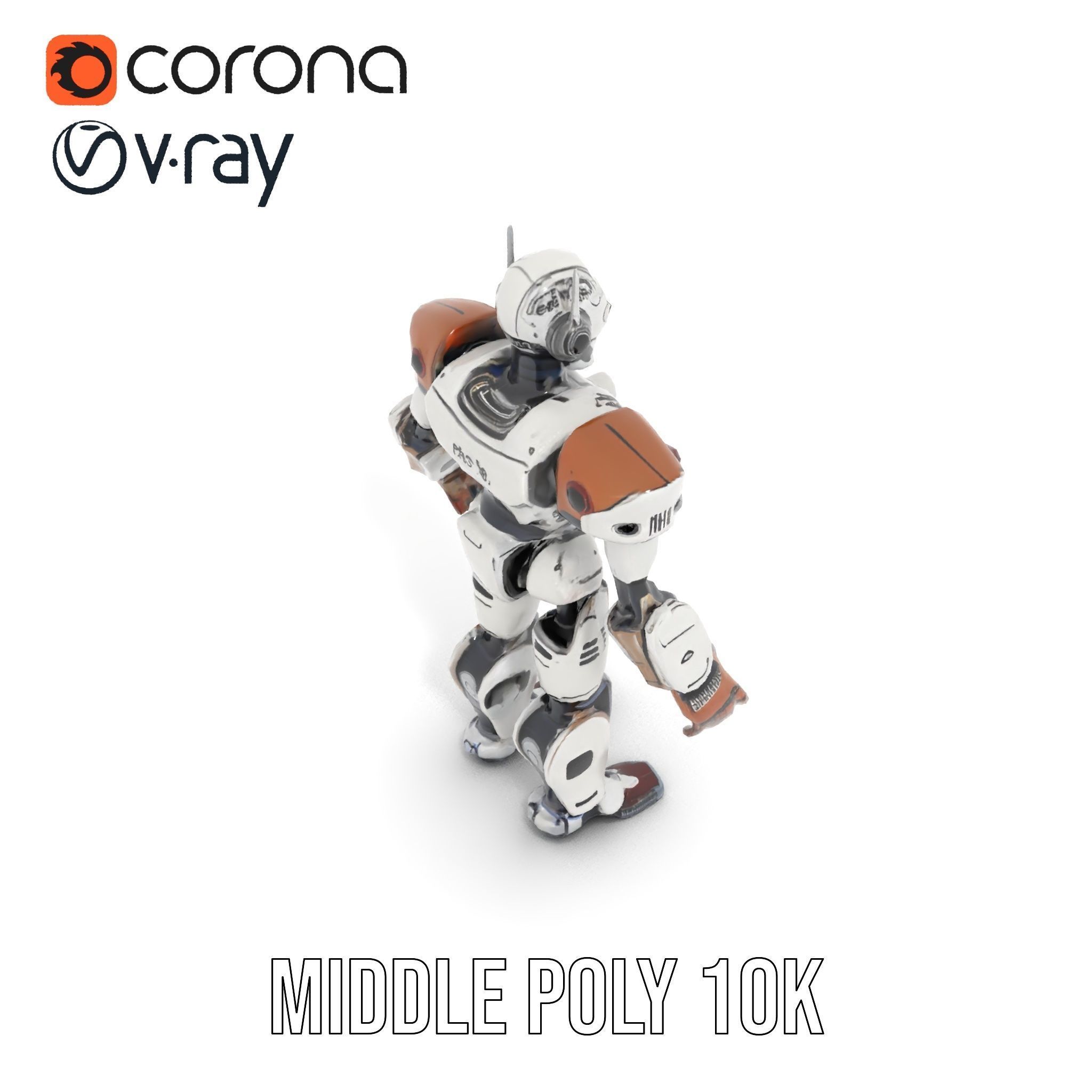 CyberBot Mechanical Robot Rigged and Animated Low-poly 3D model_9