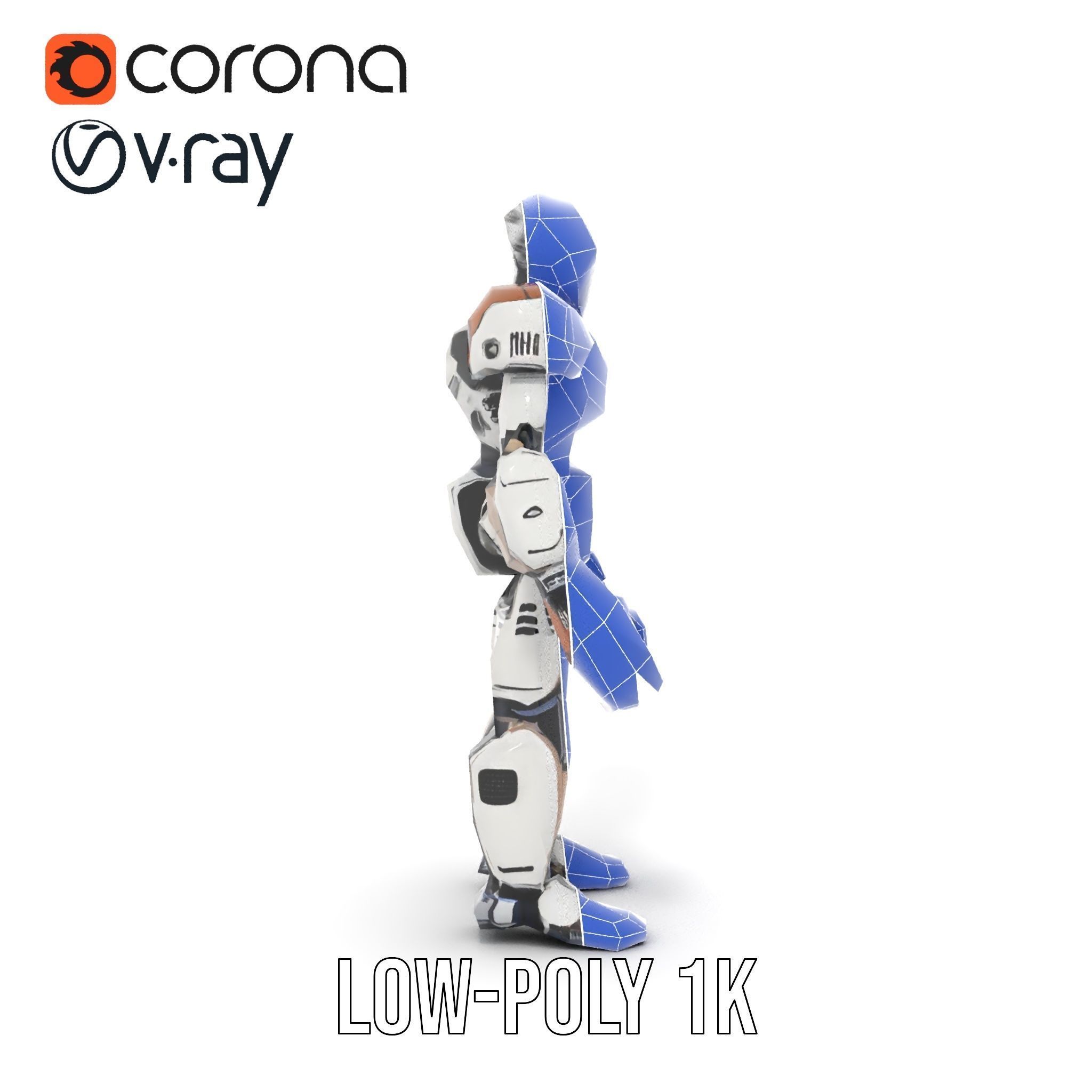 CyberBot Mechanical Robot Rigged and Animated Low-poly 3D model_30