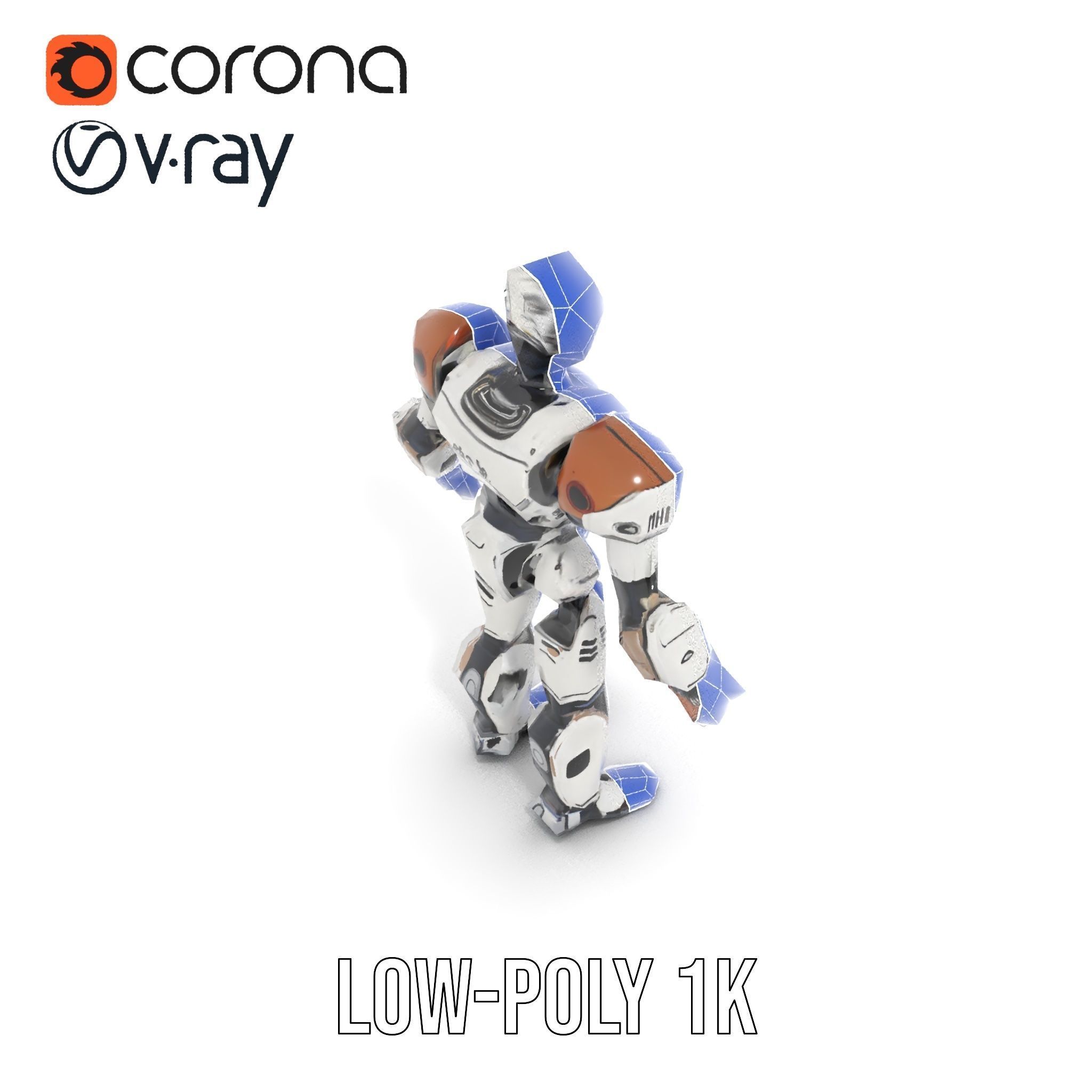 CyberBot Mechanical Robot Rigged and Animated Low-poly 3D model_25