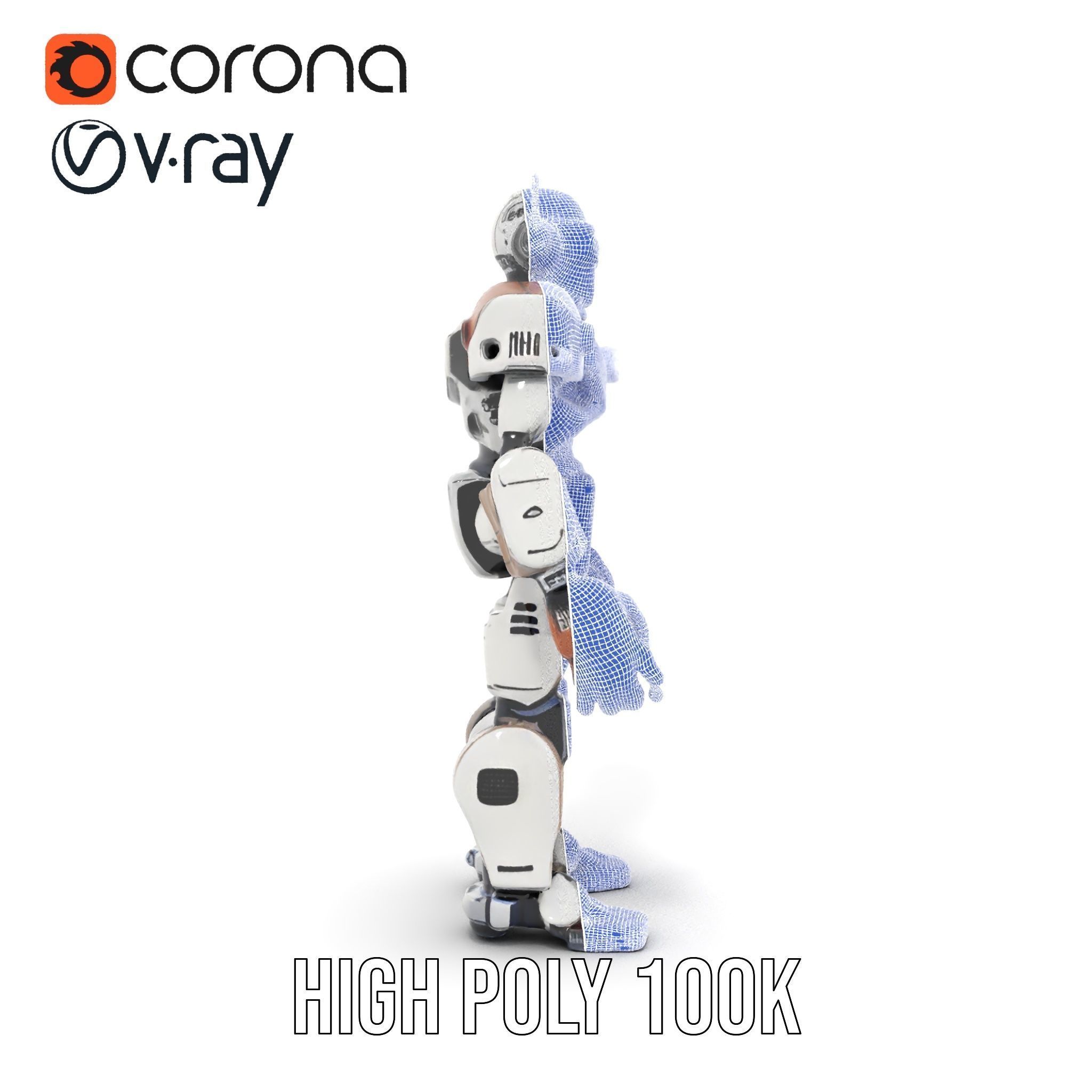 CyberBot Mechanical Robot Rigged and Animated Low-poly 3D model_33