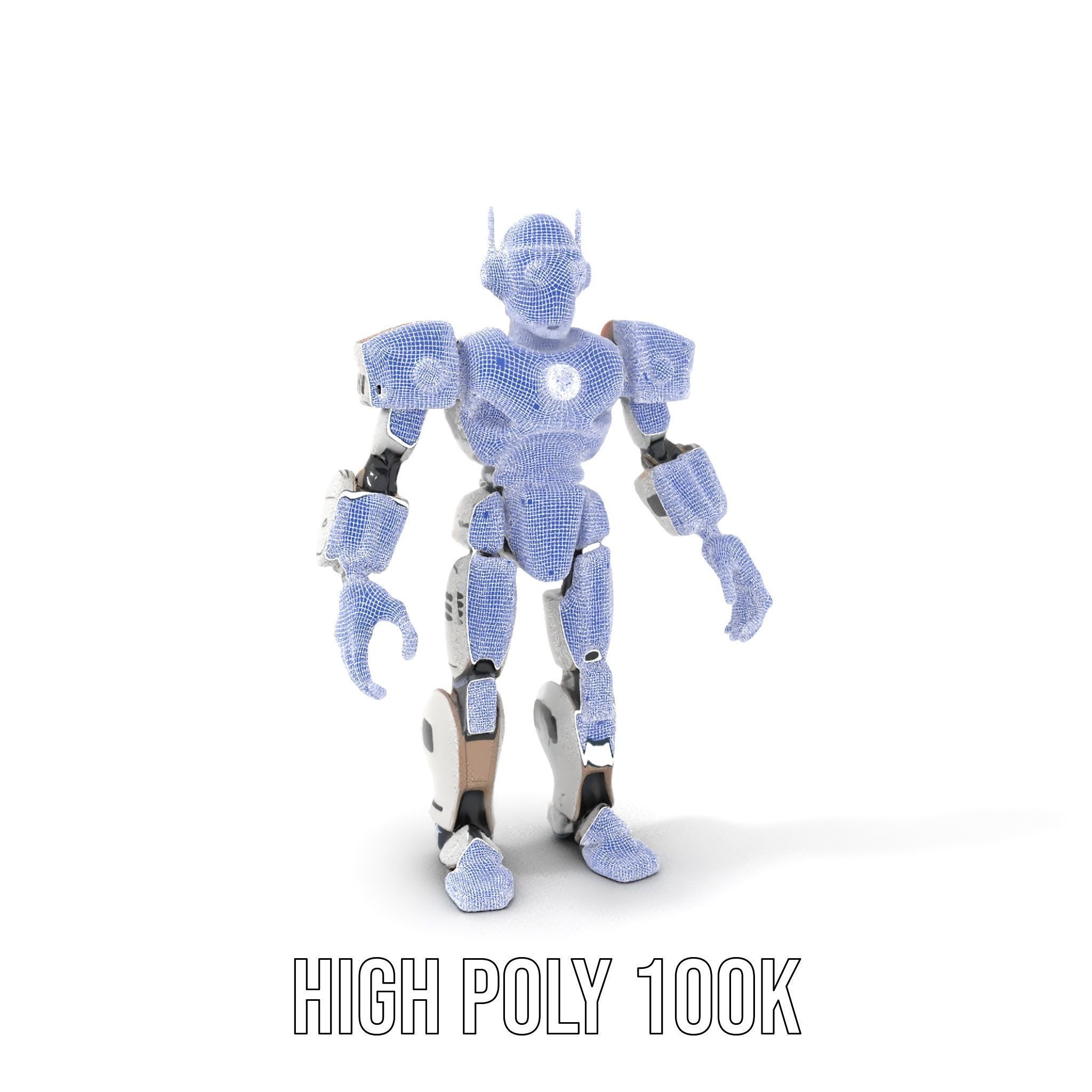 CyberBot Mechanical Robot Rigged and Animated Low-poly 3D model_4