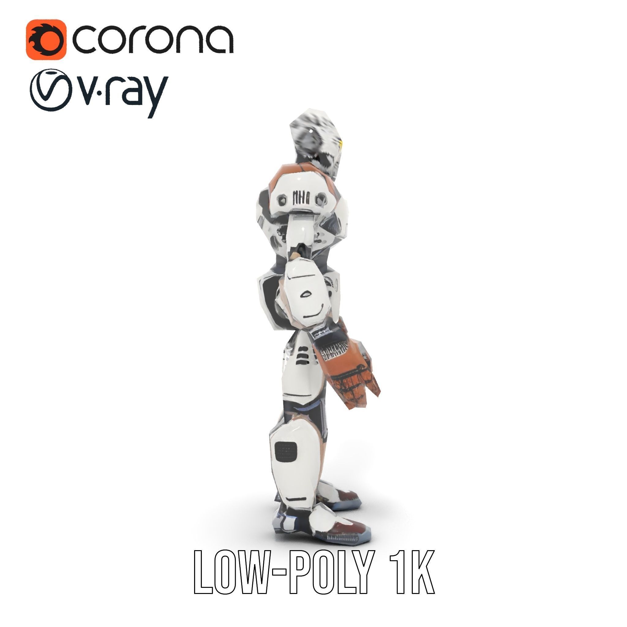 CyberBot Mechanical Robot Rigged and Animated Low-poly 3D model_28