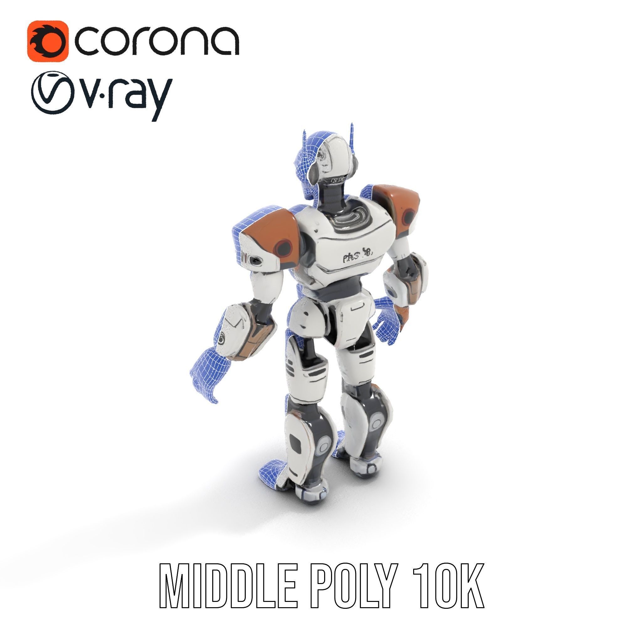 CyberBot Mechanical Robot Rigged and Animated Low-poly 3D model_24