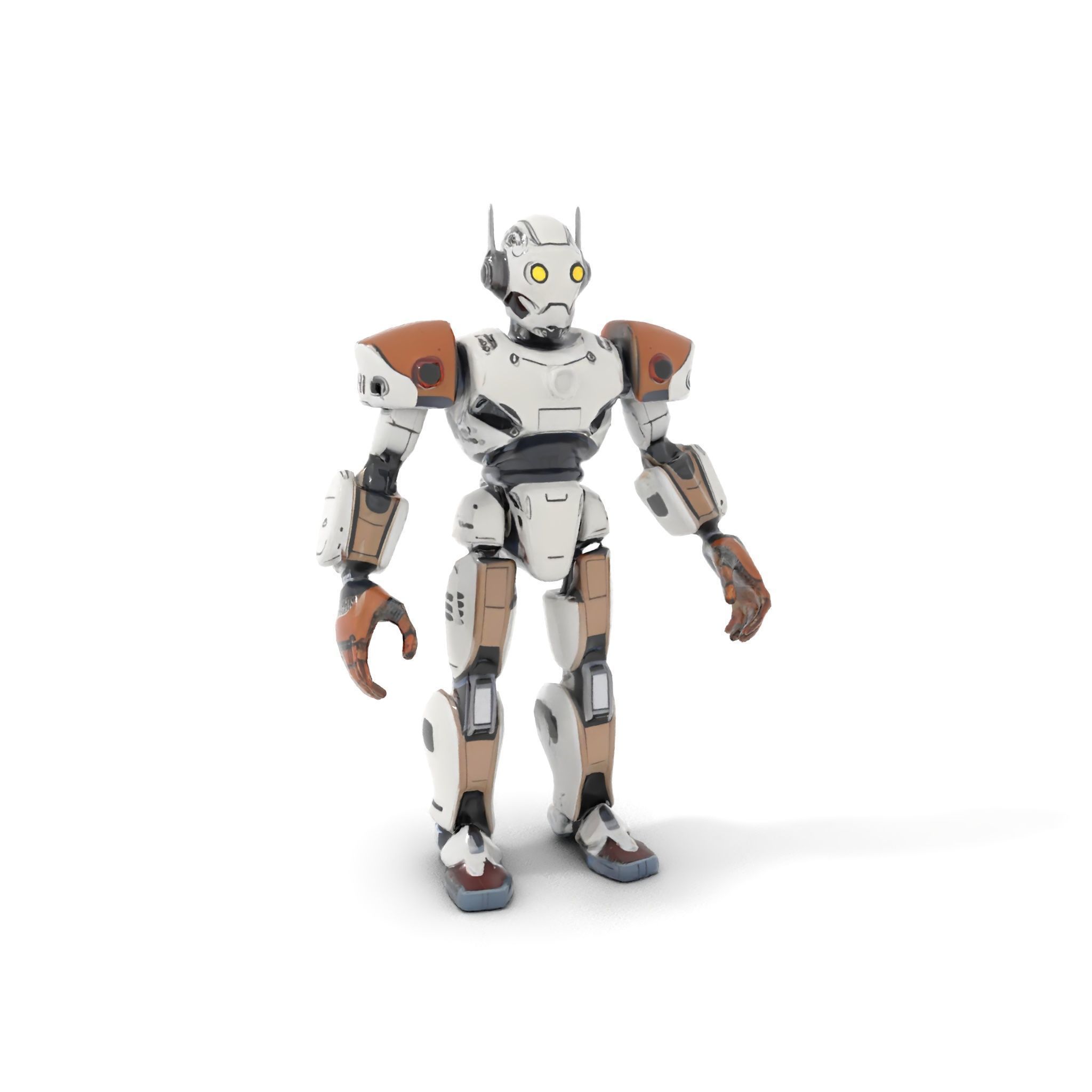 CyberBot Mechanical Robot Rigged and Animated Low-poly 3D model_12