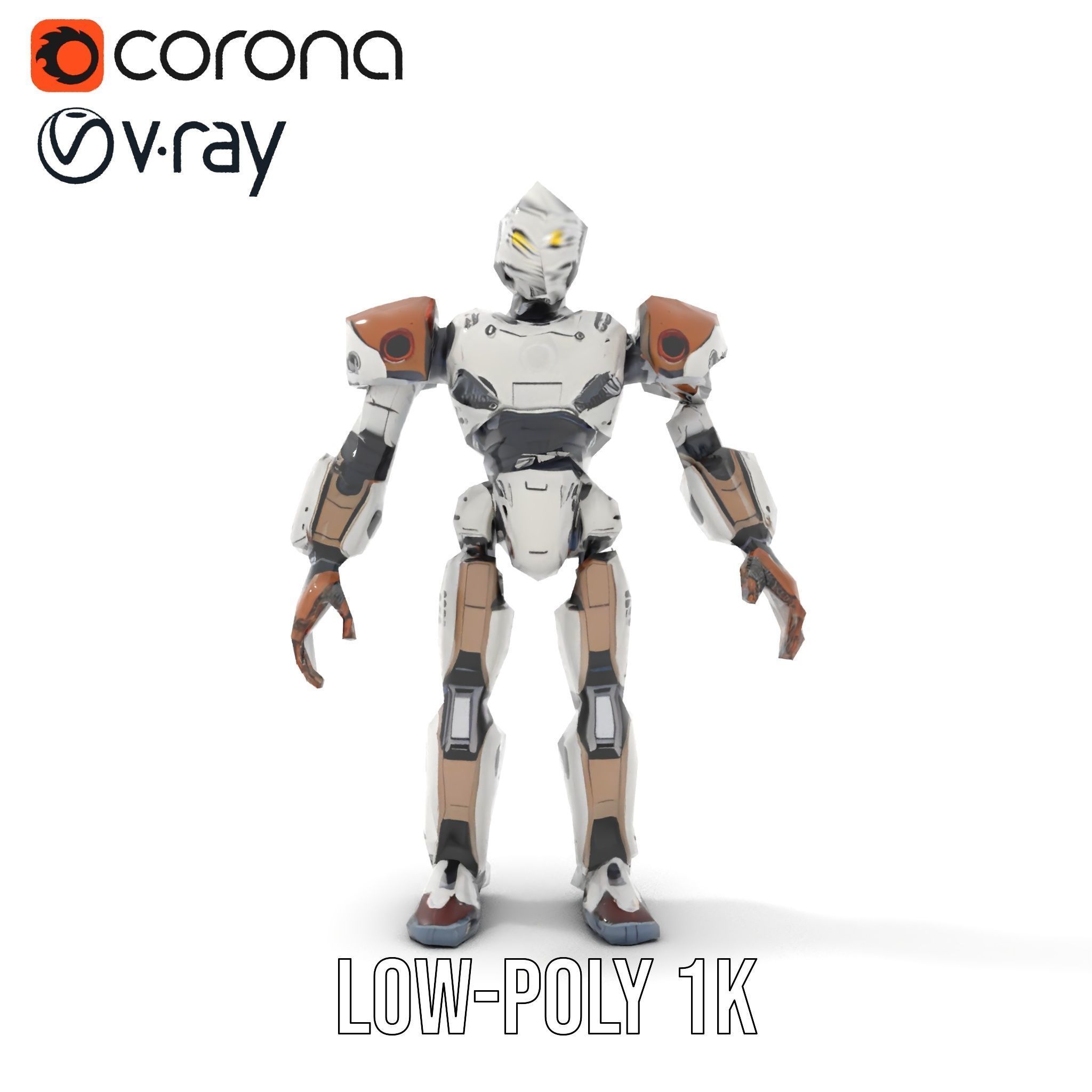 CyberBot Mechanical Robot Rigged and Animated Low-poly 3D model_13