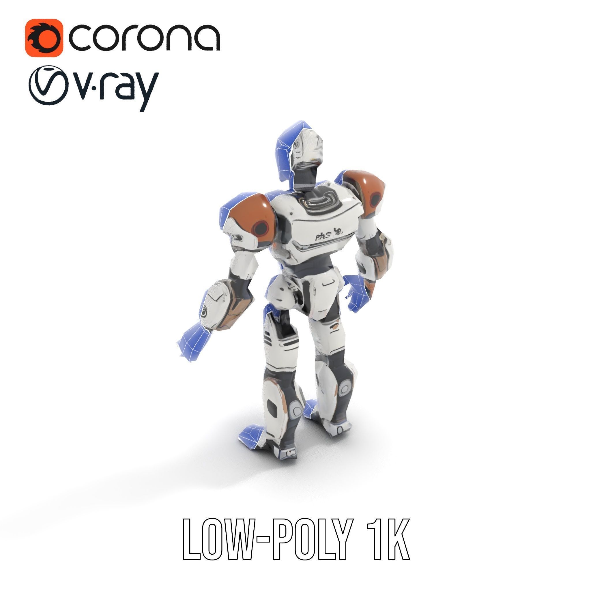 CyberBot Mechanical Robot Rigged and Animated Low-poly 3D model_22