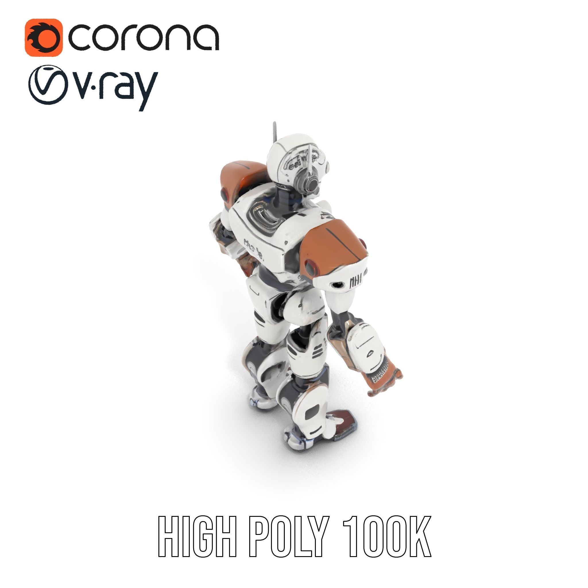 CyberBot Mechanical Robot Rigged and Animated Low-poly 3D model_17