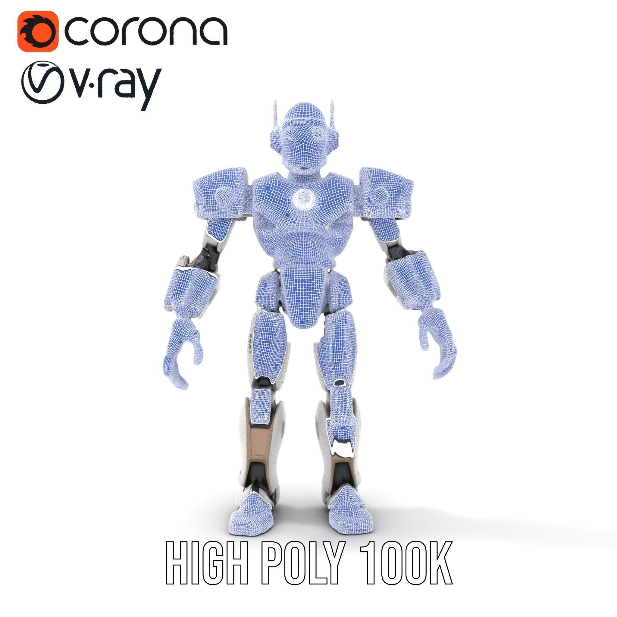 CyberBot Mechanical Robot Rigged and Animated Low-poly 3D model_26
