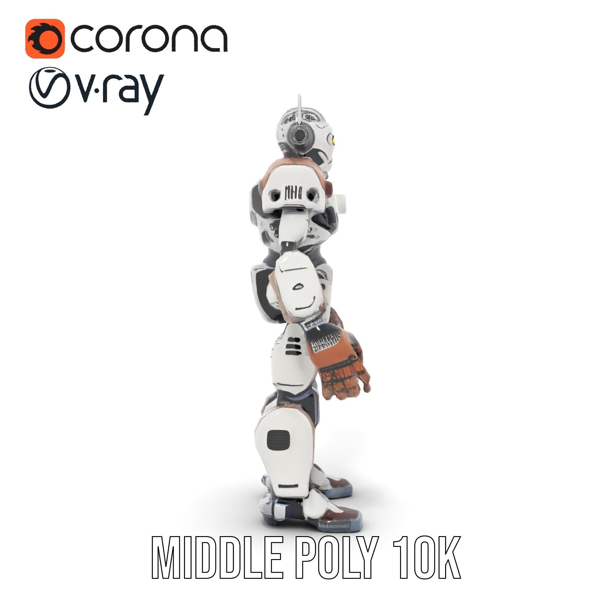 CyberBot Mechanical Robot Rigged and Animated Low-poly 3D model_34