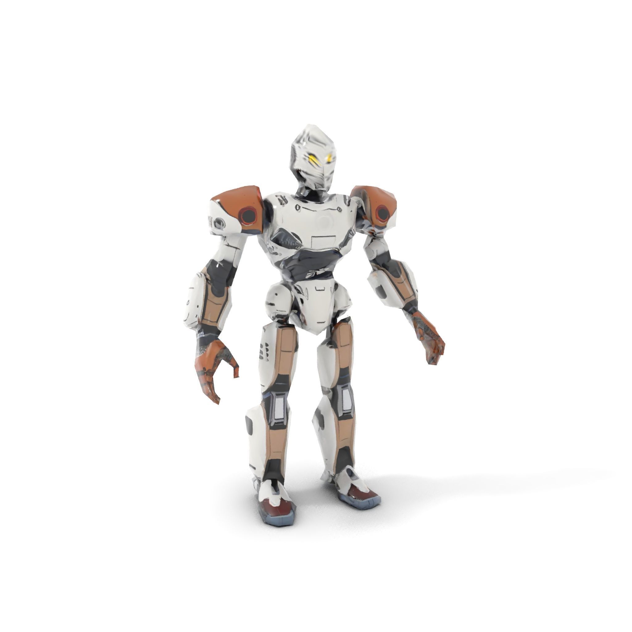 CyberBot Mechanical Robot Rigged and Animated Low-poly 3D model_8