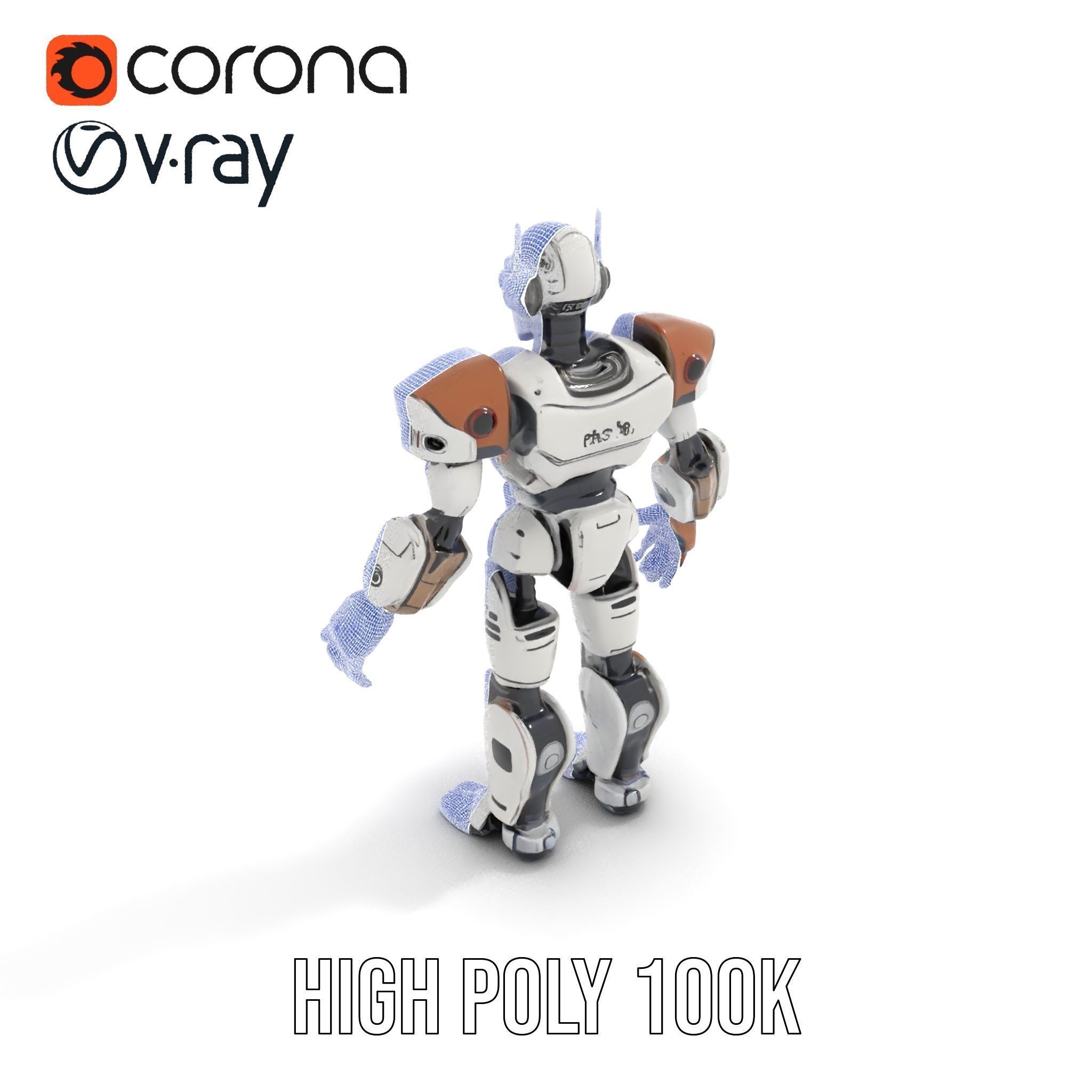 CyberBot Mechanical Robot Rigged and Animated Low-poly 3D model_31