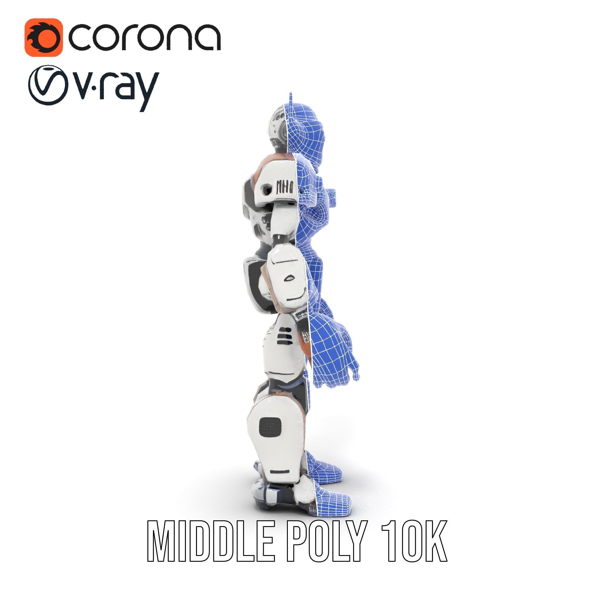 CyberBot Mechanical Robot Rigged and Animated Low-poly 3D model_29