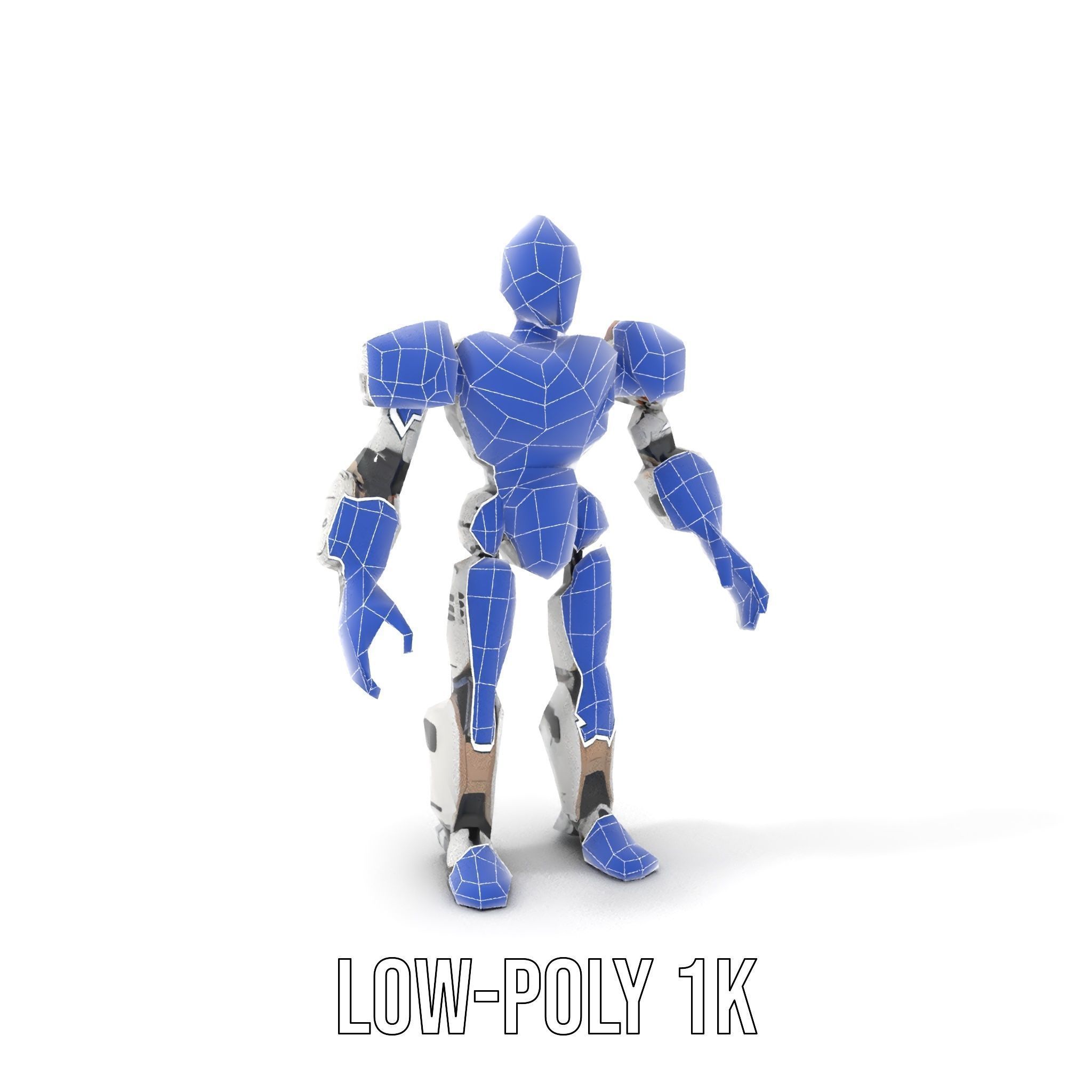 CyberBot Mechanical Robot Rigged and Animated Low-poly 3D model_19