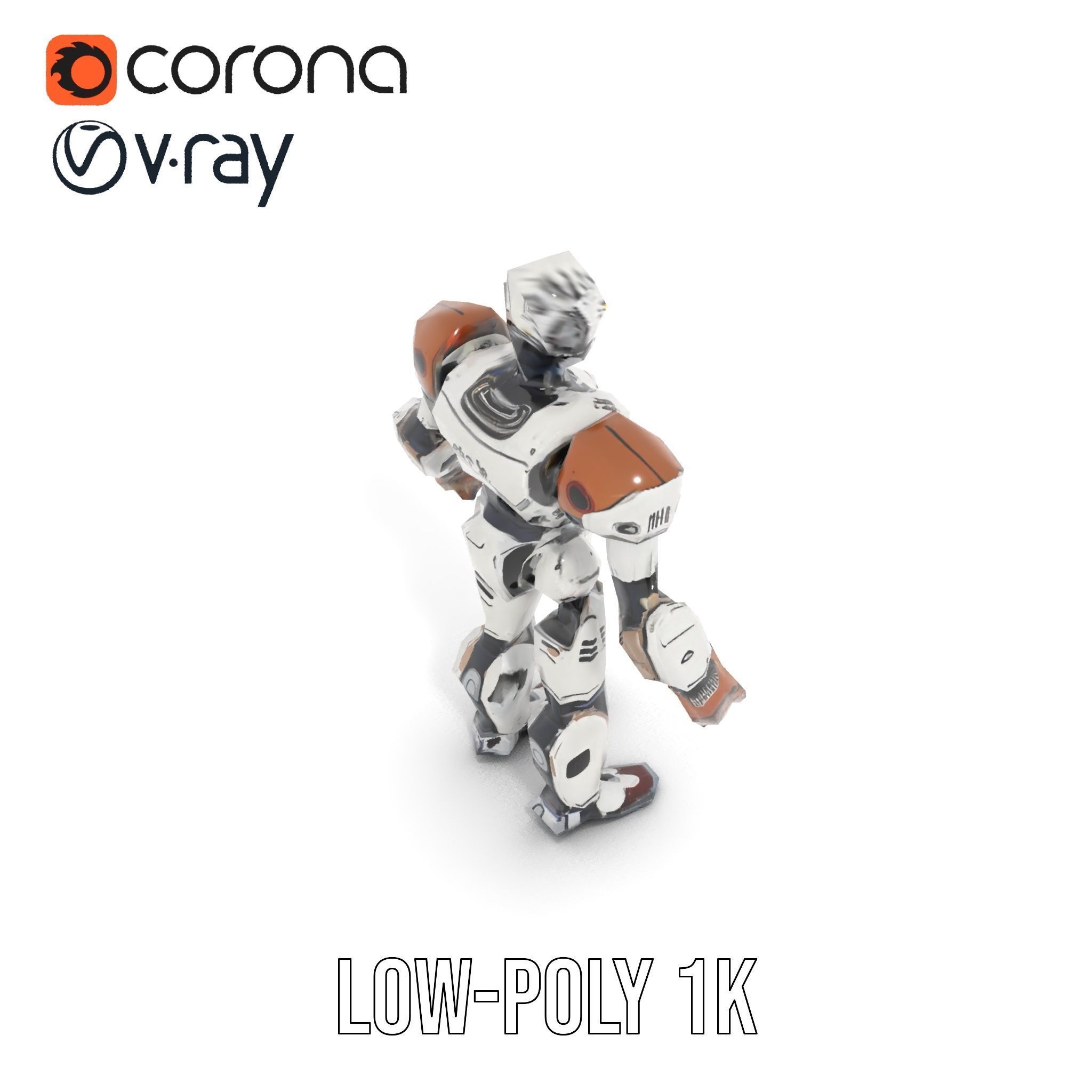 CyberBot Mechanical Robot Rigged and Animated Low-poly 3D model_7