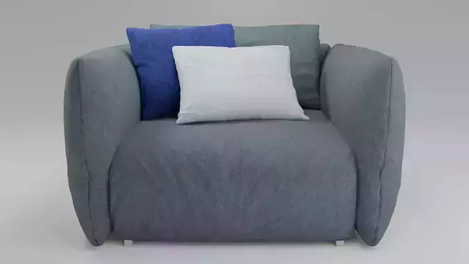 Modern Cozy Armchair 3D Model with Pillows Low-poly 3D model