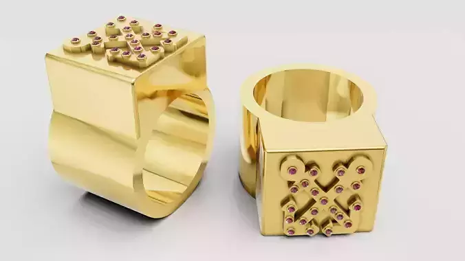 square gold ring 3D printable model  