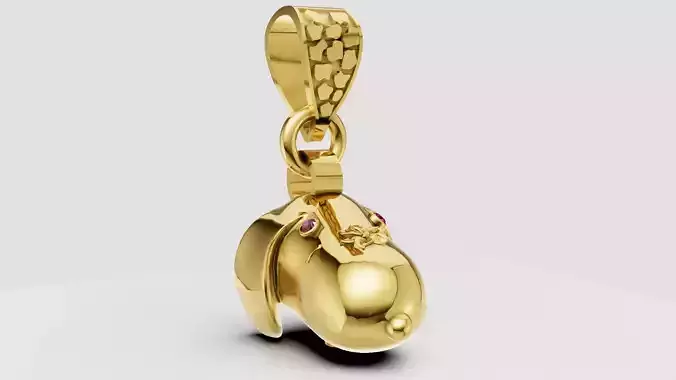 gold dog pendant 3D printable model  
