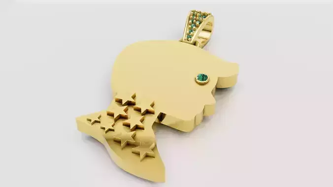 gold girl pendant 3D printable model  