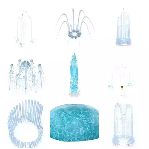 9 Fountain Kit Cinematic Water Features  4K Materials 3D 3D model