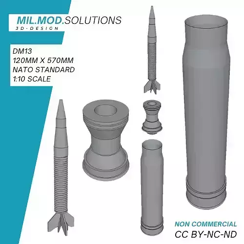 DM 13 120mm x 570mm Ammunition NATO Standard 3D print model