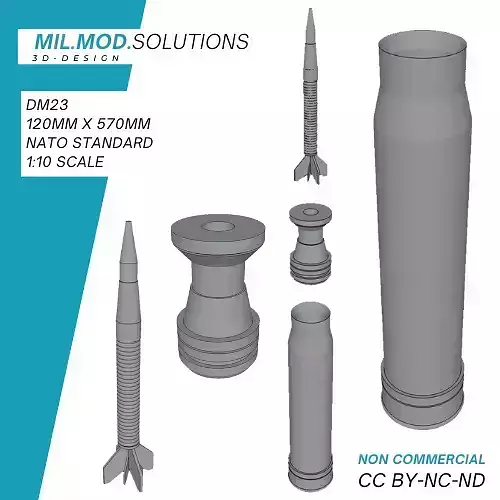 DM 23 120mm x 570mm Ammunition NATO Standard 3D print model