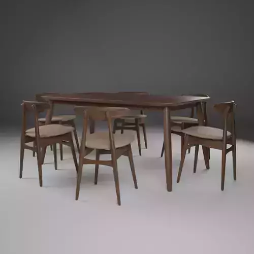 Gallman 6  Person Four Leg Dining Set Free low-poly 3D model
