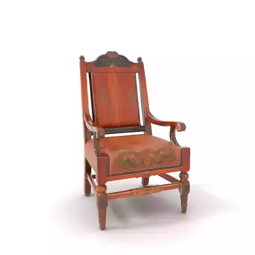 Ornate Wooden Armchair Model Pack with Decorative Carvings