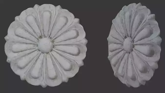  Floral Rosette Ornament Scan Low-poly 3D model