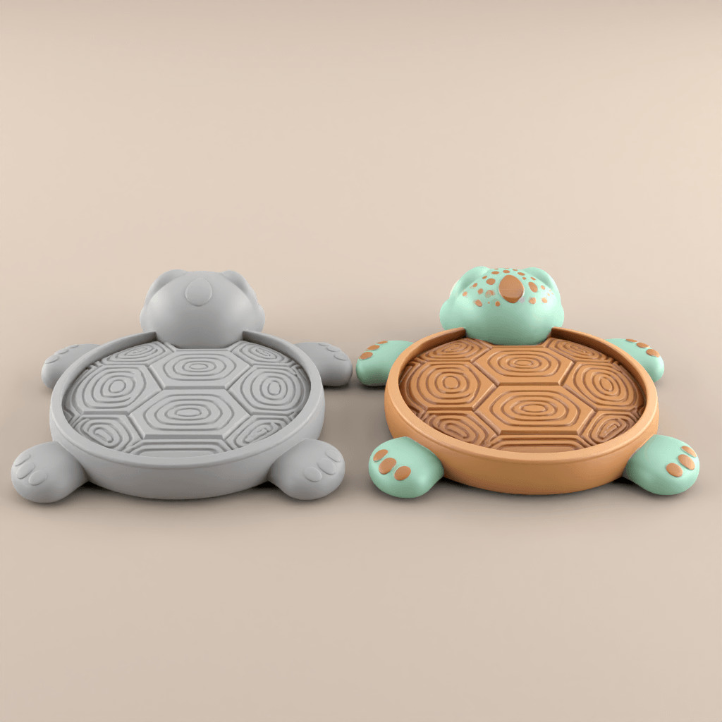 Cute Happy Turtle Tray STL Coaster Organizer 3D 3D print model_2