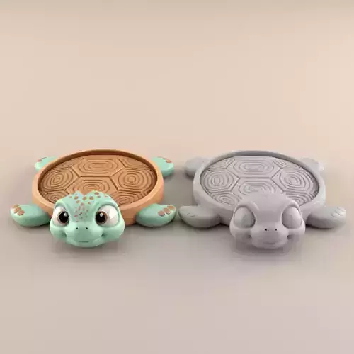 Cute Happy Turtle Tray STL Coaster Organizer 3D 3D print model