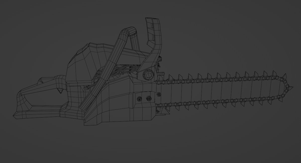 Stylized CHAINSAW Gameready Low-poly 3D model_8