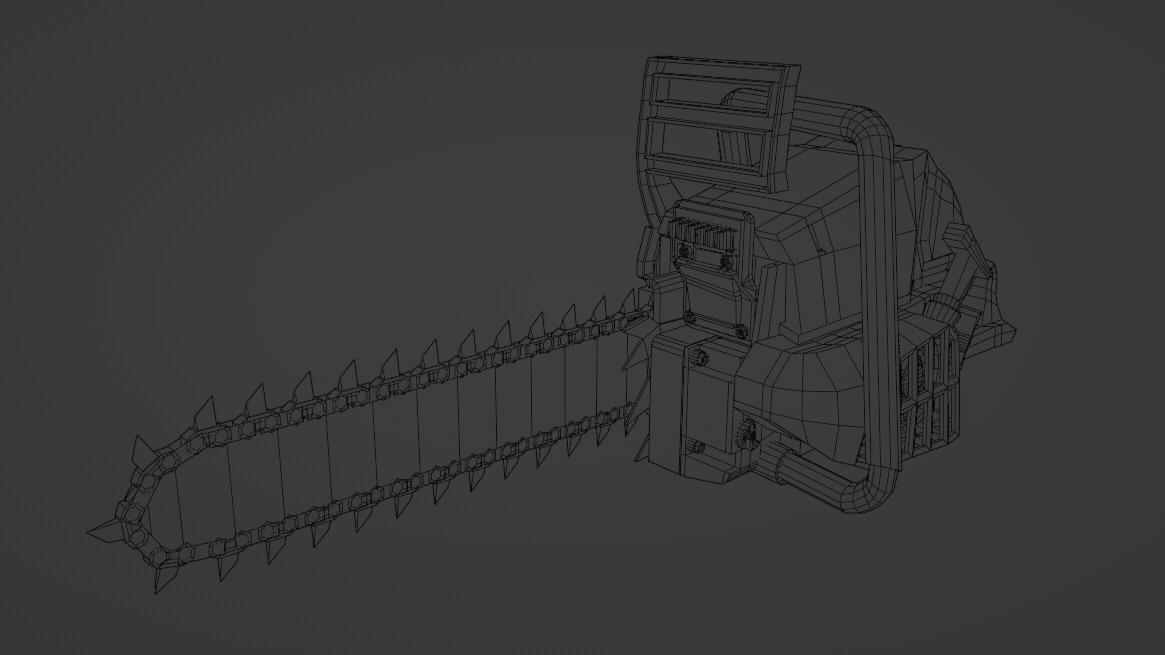 Stylized CHAINSAW Gameready Low-poly 3D model_7