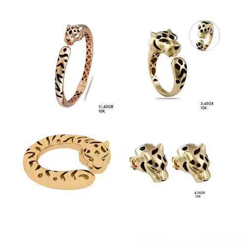 Panther-Inspired Jewelry Set  3D Model Collection  3D print model