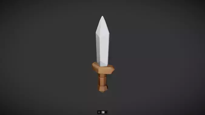 Low-poly medieval sword with brown