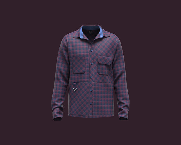 Mens check shirt with multiple pocket detailing 3D model
