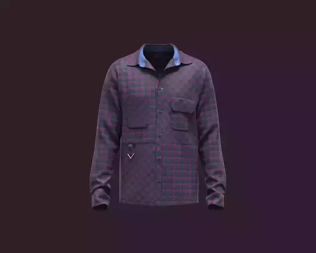 Mens check shirt with multiple pocket detailing