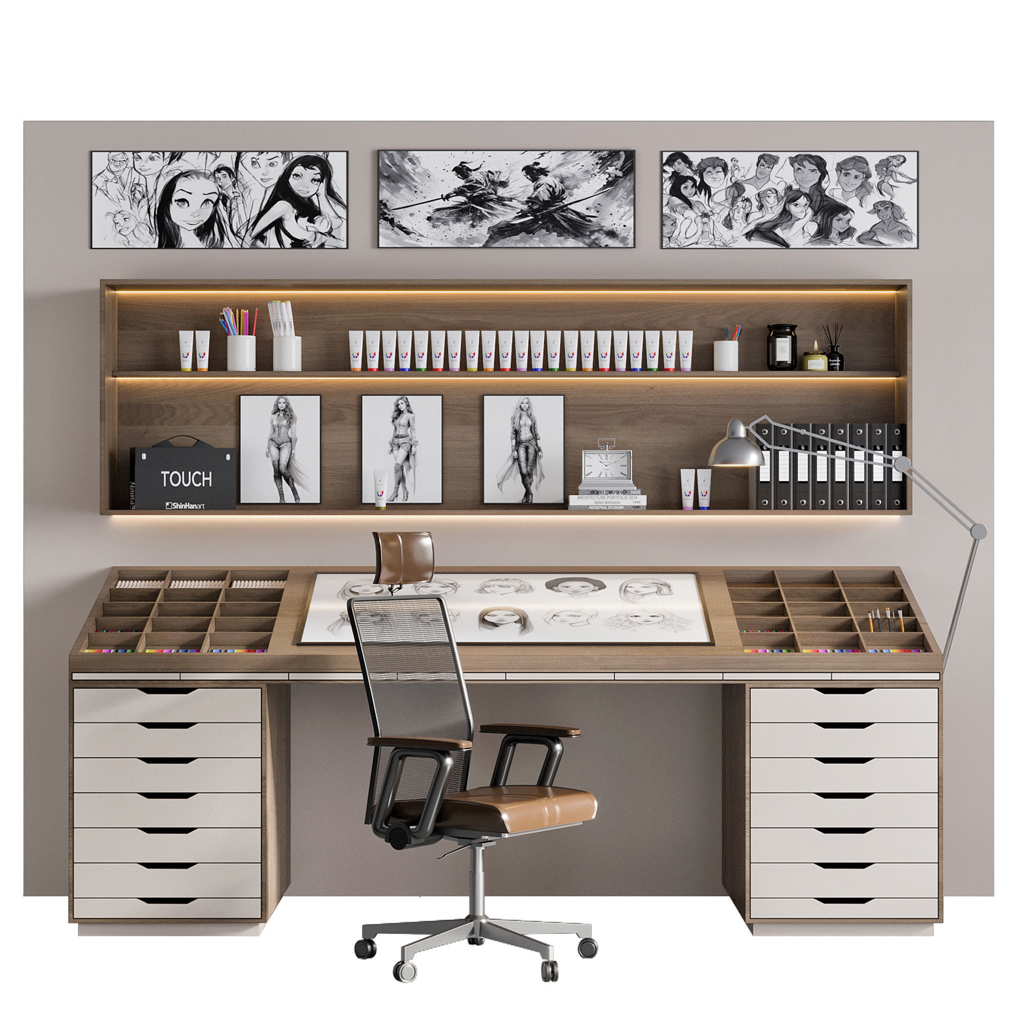 OFFICE FURNITURE NO21 A 3D model_7