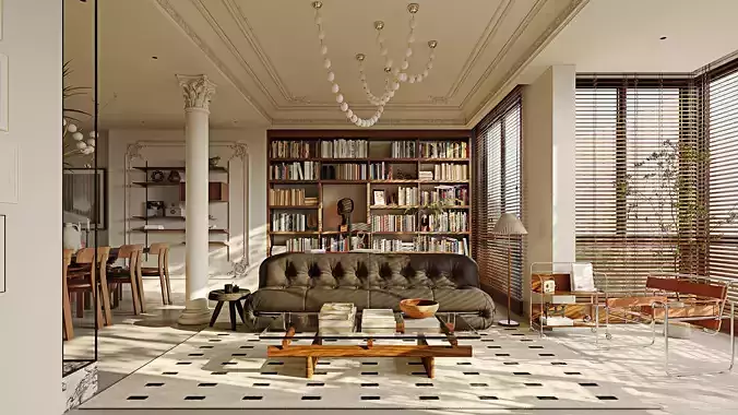 luxury living room dining room interior scenes 45