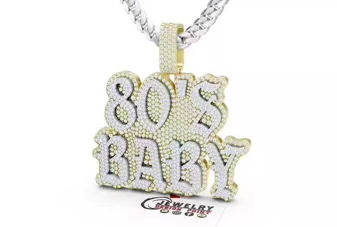 Custom 80s Baby Name Pendant - Hiphop Pendnat  3D print model