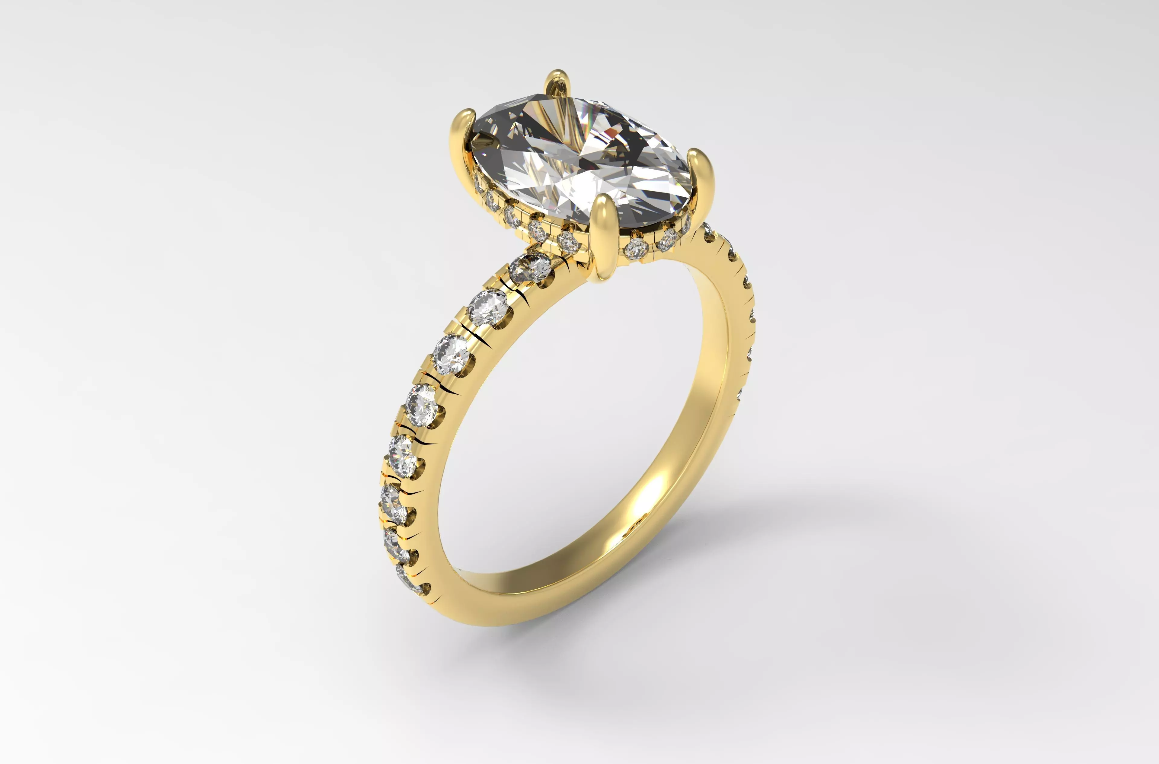 Engagement Ring with Oval and Hidden Halo 3D print model