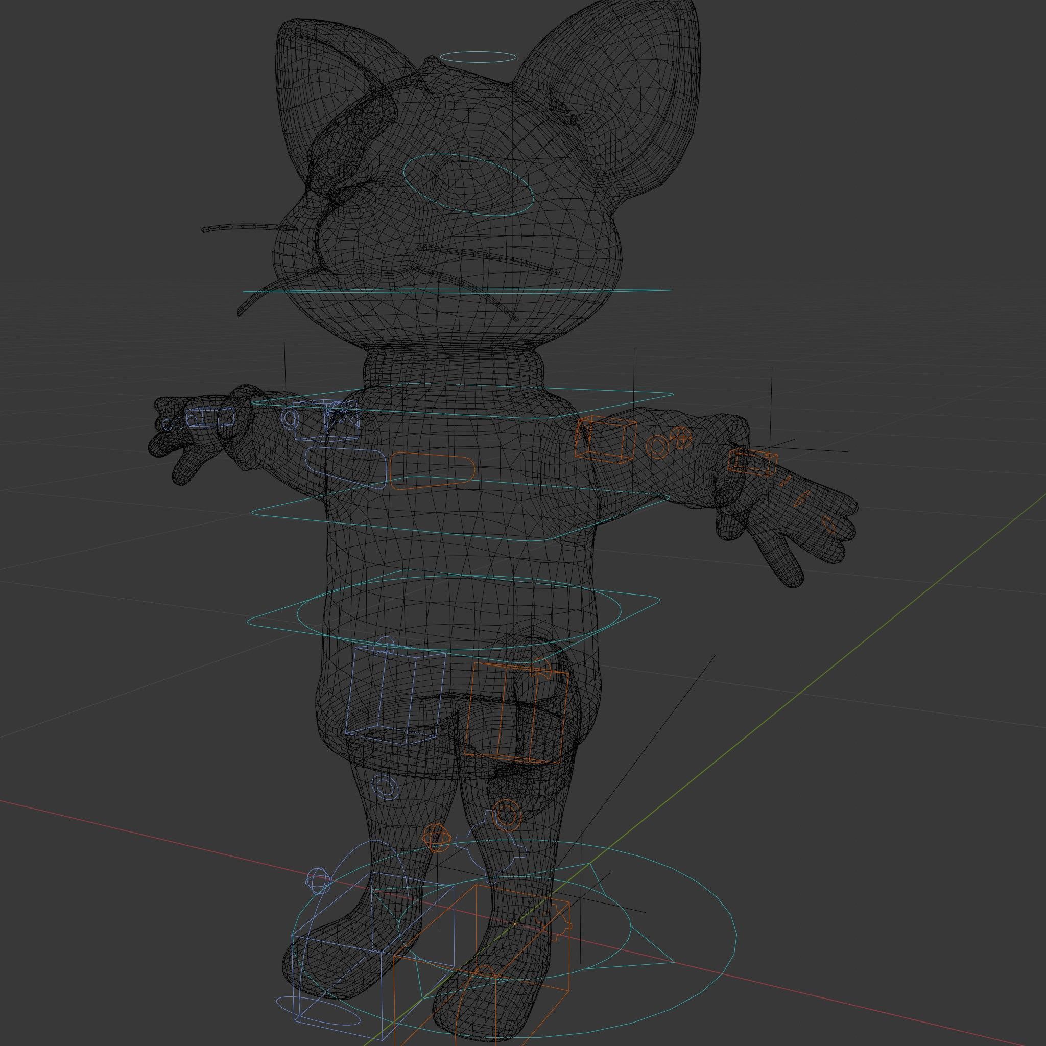 Adorable Pink Cat Character Rigged and Animated in Sweater Low-poly 3D model_6