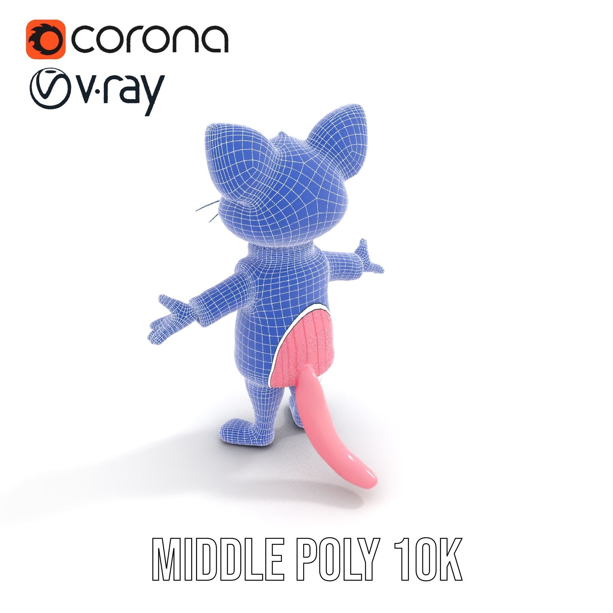 Adorable Pink Cat Character Rigged and Animated in Sweater Low-poly 3D model_18