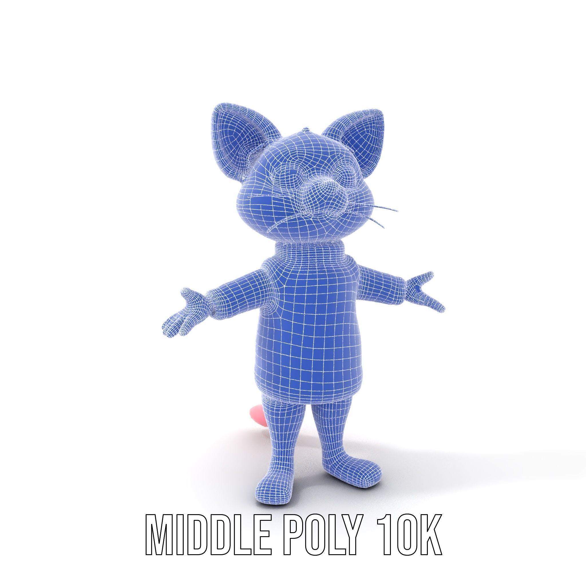 Adorable Pink Cat Character Rigged and Animated in Sweater Low-poly 3D model_21