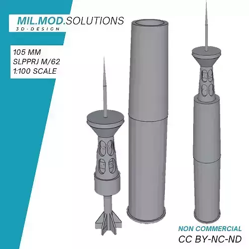 105 mm slpprj m62 NATO Foersvarsmakten Ammunition  3D print model