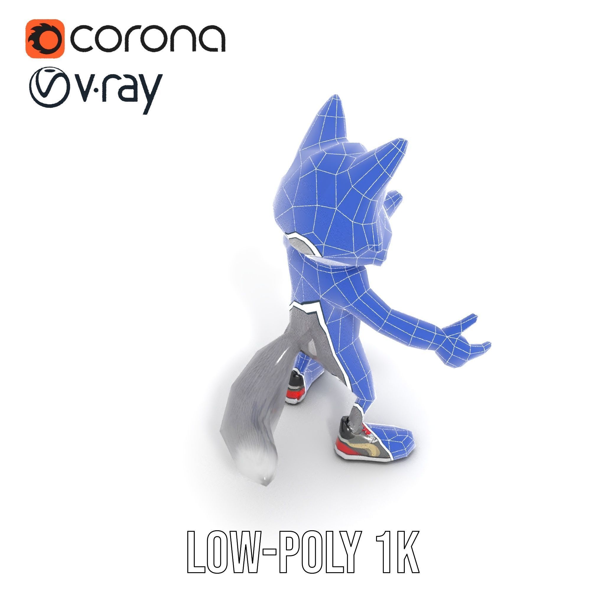 Cheerful Fluffy Wolf Character Model  Rigged and Animated Low-poly 3D model_17